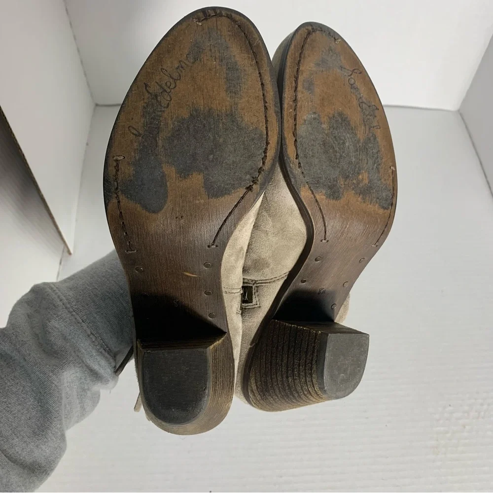 Sam Edelman Fringe Suede Ankle Boots - Taupe Size 8.5